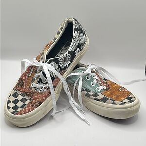 Vans Patchwork Sneakers in Black, White, Orange, and Teal